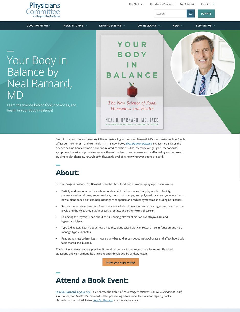 Your Body In Balance: The New Science Of Food, Hormones, And Health - Neal  Barnard, MD 